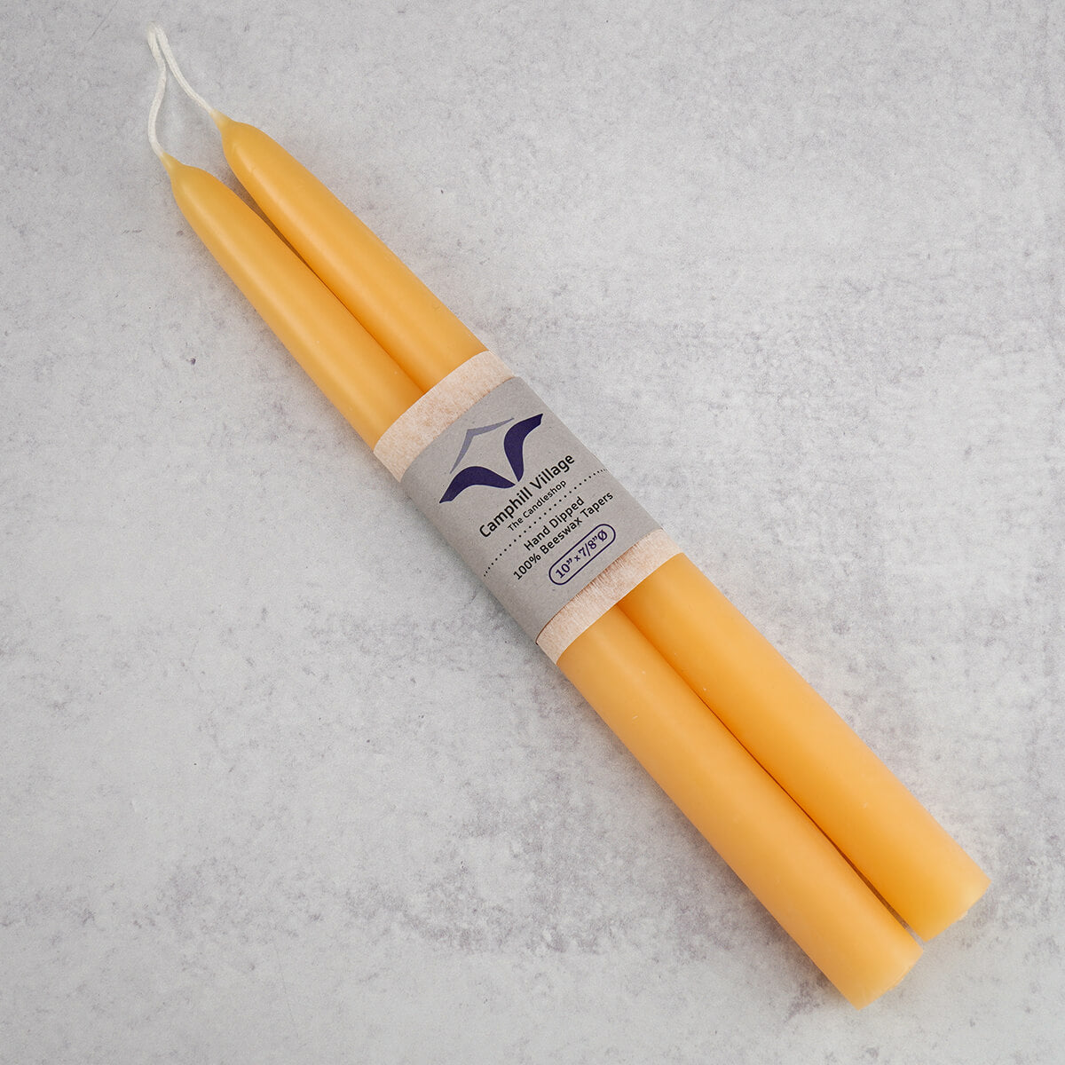 Natural beeswax looped taper candle apricot